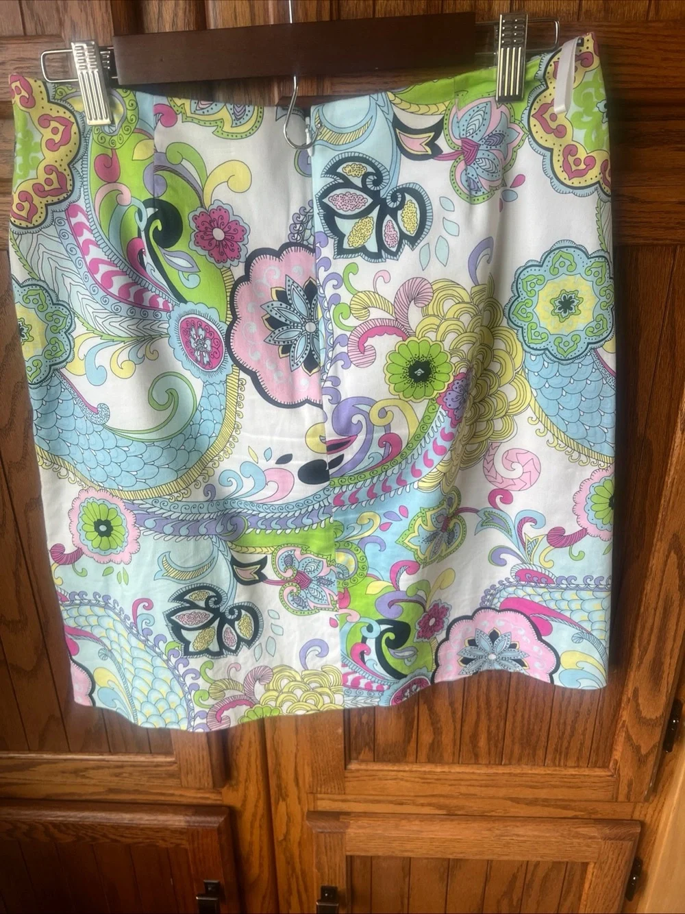 Melly M White Mini Skirt with Multicolor Paisley Print